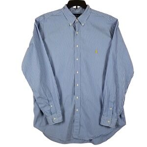 Ralph Lauren Men XL Tall Classic Fit Blue White Striped Cotton Button Down Shirt